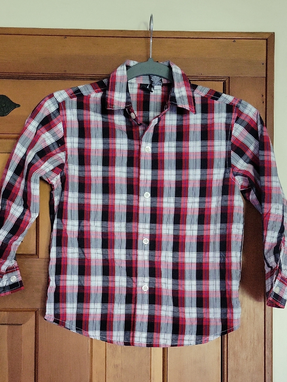 Nautica Red Black Plaid Button-Up Shirt